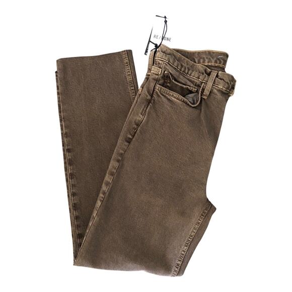 Re/Done NWT 90’s High Rise Loose Fit Button Fly Jeans Washed Chocolate Size 25 - Picture 4 of 10